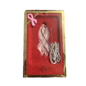 Lenox Gift of Knowledge Glass Crystal Breast Cancer Ribbon Ornament Christmas